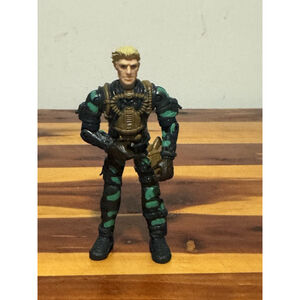 Lanard The Corps! 2003 4" Articulated Figure blonde hair blue / green camo man